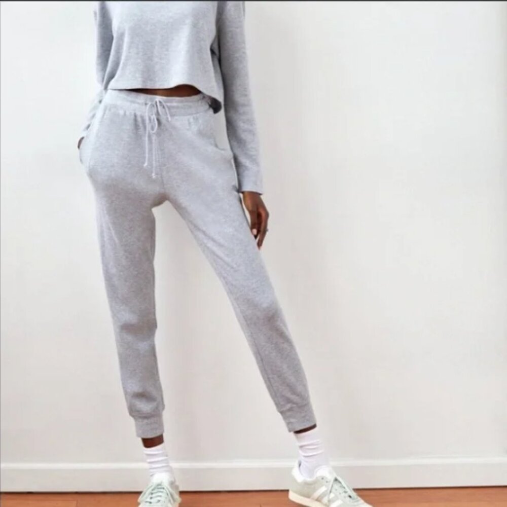 Aritzia Sunday Best Baby Waffle Jogger Thermal Pants Light Gray XS Retail $58.00